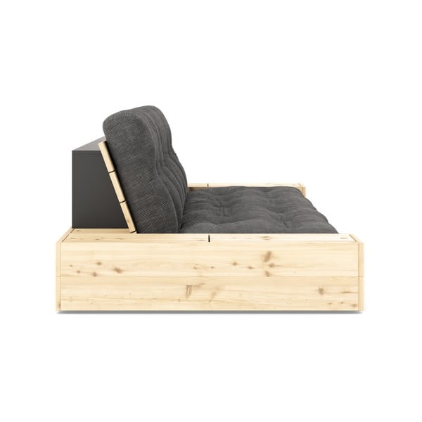 Canapea negru-gri antracit extensibilă cu tapițerie din catifea reiată  244 cm Base – Karup Design-image-3