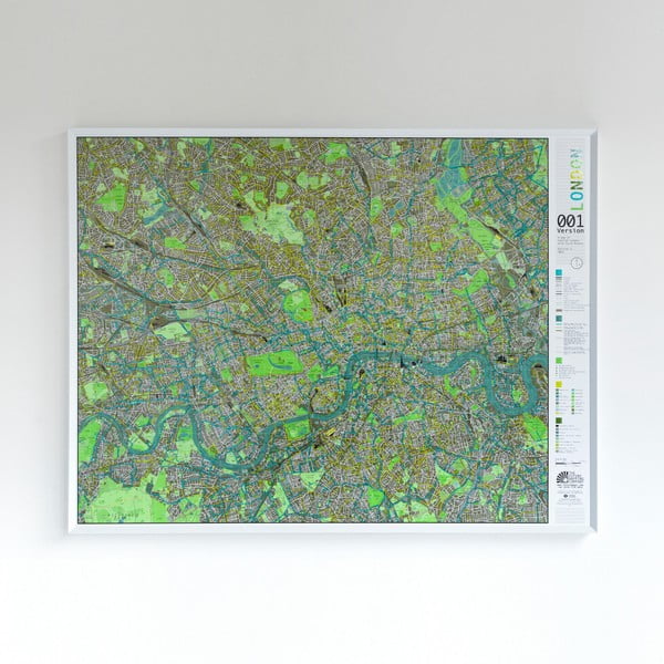 Harta Londrei Street Map, 130 x 100 cm, magnetică, verde