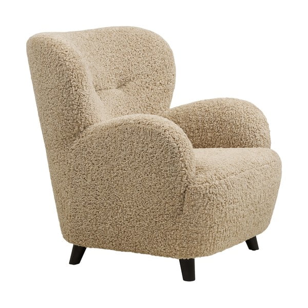 Fotoliu maro deschis cu tapițerie din țesătură bouclé Lunaro – House Nordic-image-3