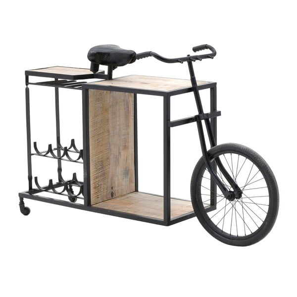Masă bar cu suport pentru sticle de vin InArt Bicycle, detalii din lemn de mesteacăn 