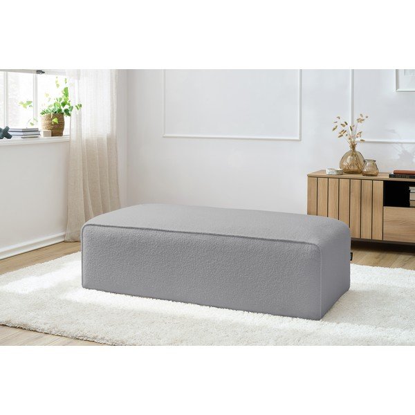 Taburet modular gri deschis cu tapițerie din țesătură bouclé Megeve – Bobochic Paris-image-1