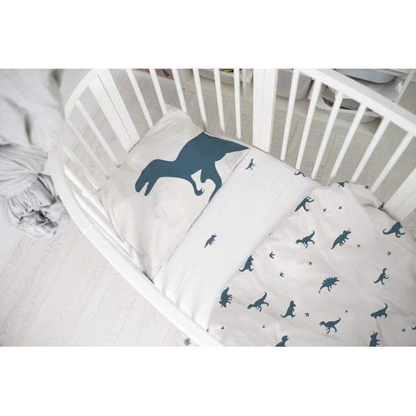 Cearceaf elastic pentru copii din bumbac satinat 120x60 cm Dino World - Butter Kings-image-1