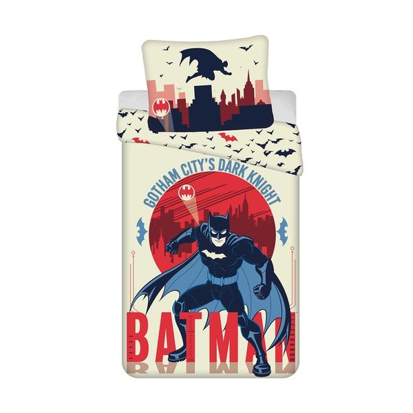 Lenjerie de pat pentru copii din bumbac pentru pat de o persoană 140x200 cm Batman "Gotham's Knight" – Jerry Fabrics