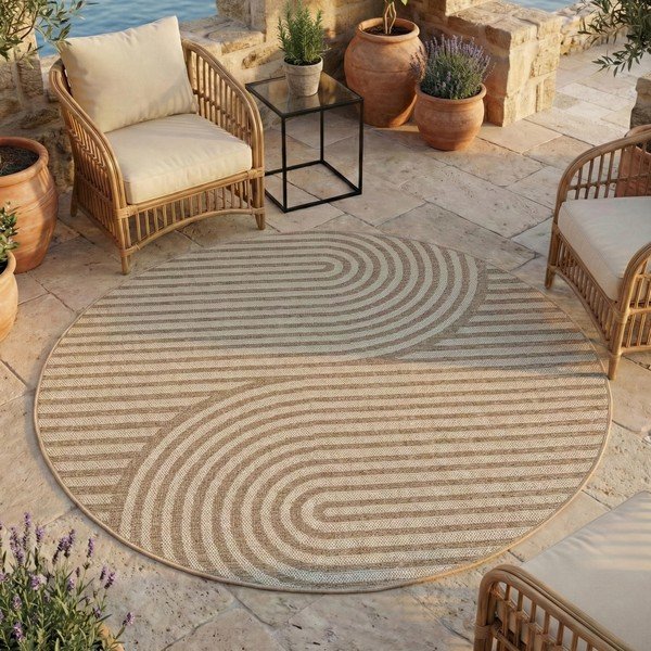 Covor pentru exterior și interior bej rotund ø 120 cm Desert 1301 – Ayyildiz Carpets-image-1