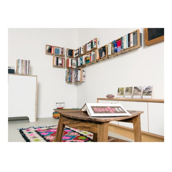 Raft de cărți din lemn de stejar das kleine b b4, înălțime 25 cm-image-3