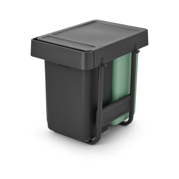 Coș de gunoi verde mentă/gri închis de reciclat/ încorporat din plastic 30 l Sort&Go – Brabantia-image-3