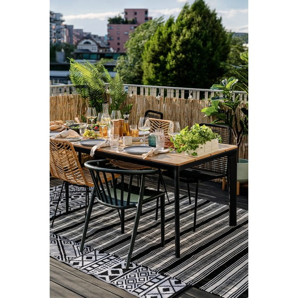 Covor reversibil pentru exterior din plastic reciclat Green Decore Zambezi, 160 x 230 cm, alb-negru-image-3