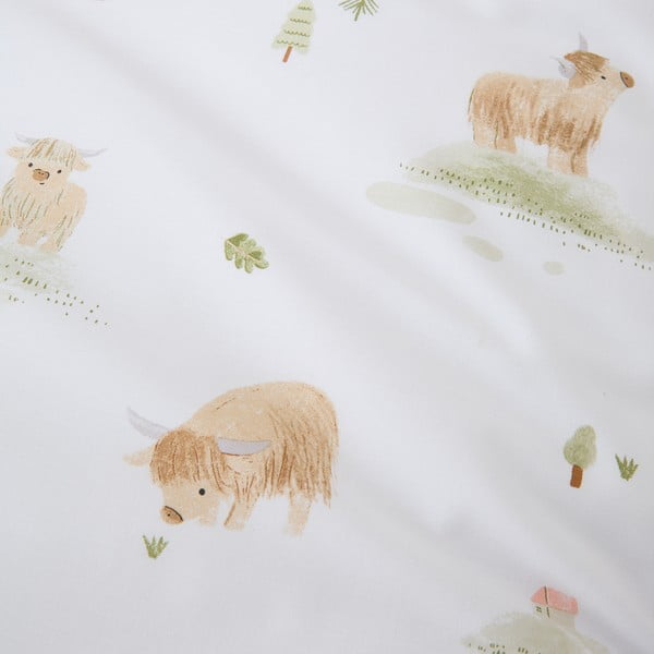 Cearceaf pentru copii alb din bumbac pentru pătuț cu elastic 70x140 cm Mini Moo Cow – Bianca-image-2