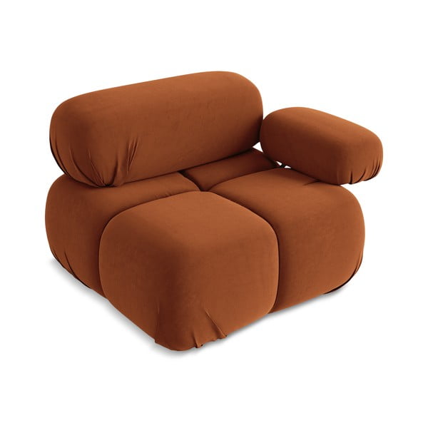 Modul pentru canapea modulară portocaliu cu tapițerie din catifea (cu colț pe partea dreaptă) Lokua – Makamii-image-3