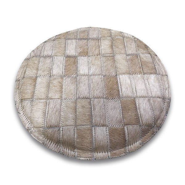 Pernă pentru scaun din piele bovină Arctic Fur Beige, ⌀ 35 cm