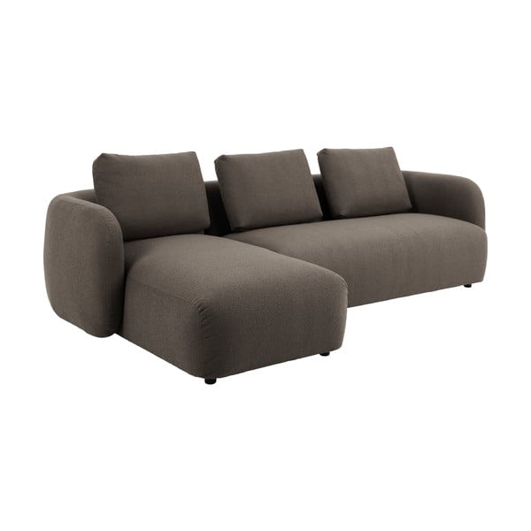 Colțar gri/maro cu tapițerie din stofă bouclé (colț stânga) Imola – Bonami Selection-image-2