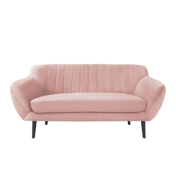 Canapea cu 2 locuri și picioare negre Mazzini Sofas Toscane, roz deschis
