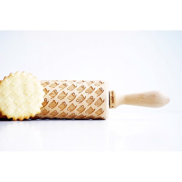 Făcăleț din lemn cu model pentru aluat Valek Tea Cups-image-1