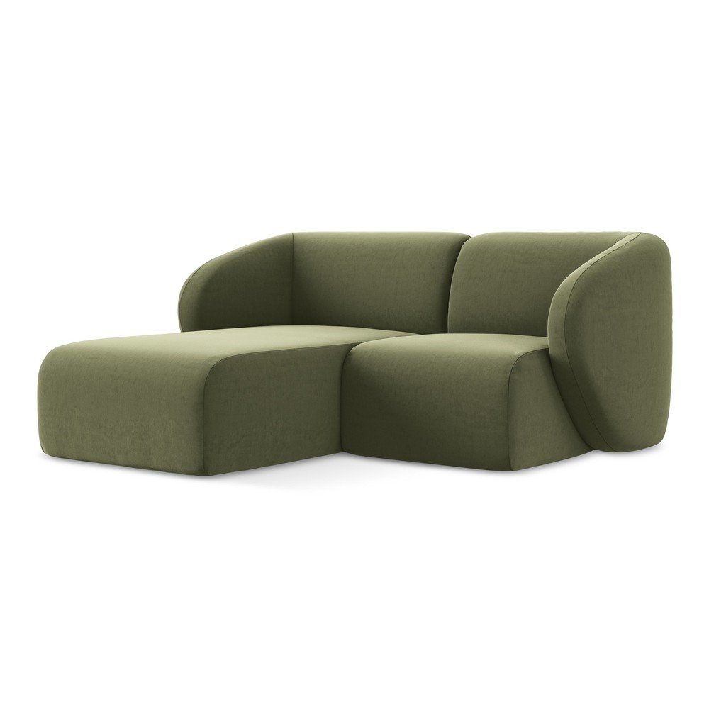 Colțar verde cu tapițerie din catifea (cu colț pe partea stângă/cu șezlong) Lani – Makamii