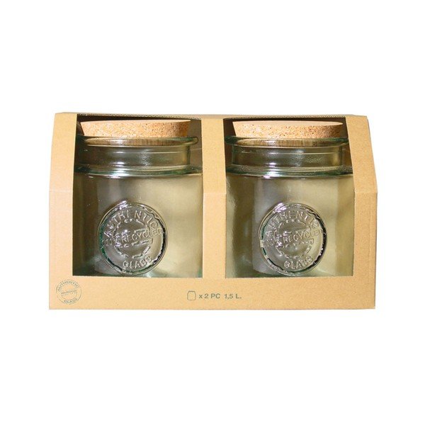 Set 2 borcane, capac din plută Ego Dekor Authentic, 1,5 l-image-1