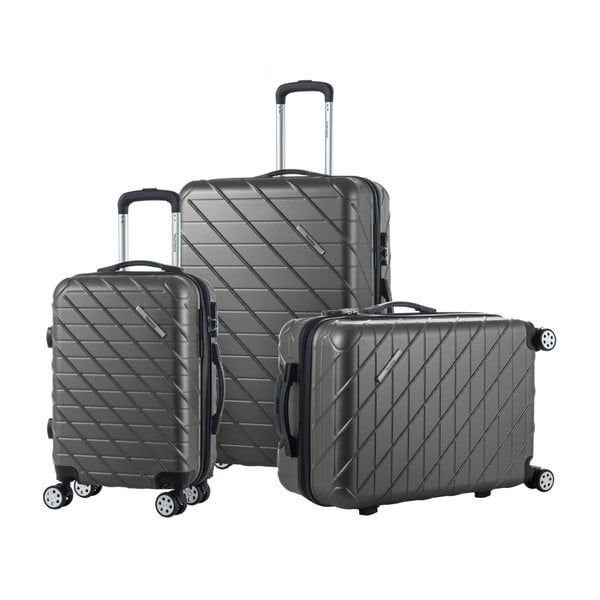 Set 3 valize cu roți Murano Americano, negru