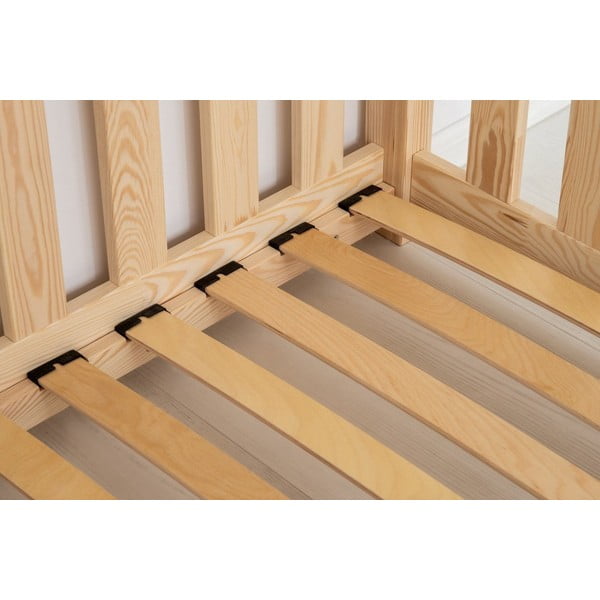 Pat pentru copii  natural  din lemn de pin 90x200 cm CPP – Adeko-image-2