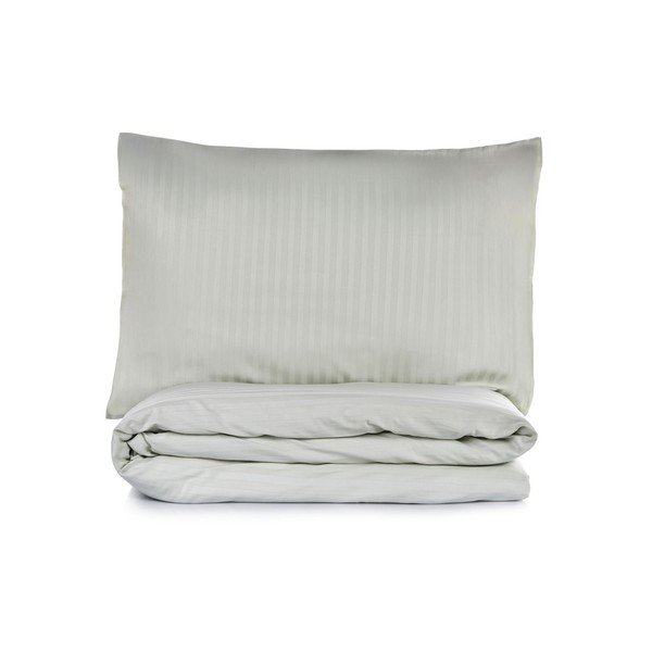 Lenjerie de pat verde salvie pentru pat de o persoană 200x140 cm Stripe  – Mijolnir