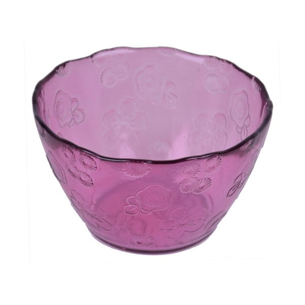 Bol din sticlă Ego Dekor Flora, 14 cm, roz