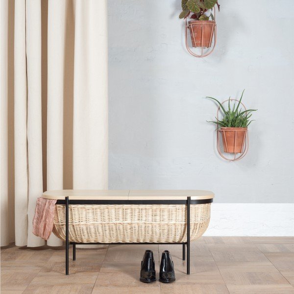 Bancă cu spațiu pentru depozitare OK Design Willow, negru - crem-image-1