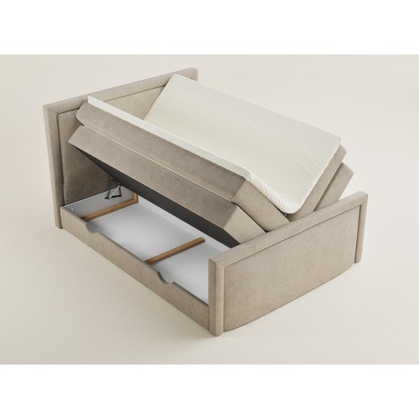 Pat boxspring bej cu spațiu de depozitare 160x200 cm Fresco – Maison de Rêve-image-3