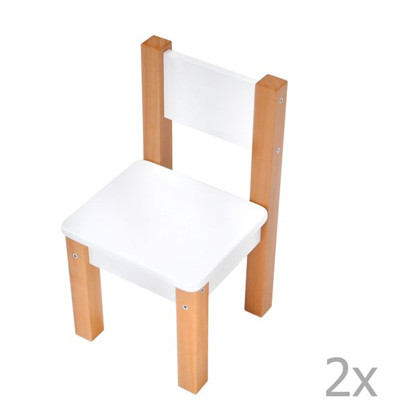 Set 2 scaune pentru copii  Mobi furniture Mario, alb
