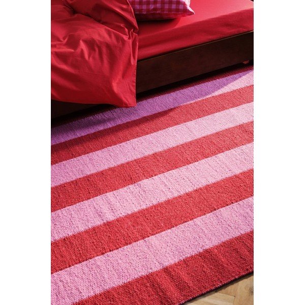Covor tip traversă roșu/roz țesut manual din amestesc de lână 80x200 cm Sissel – Jotex-image-1