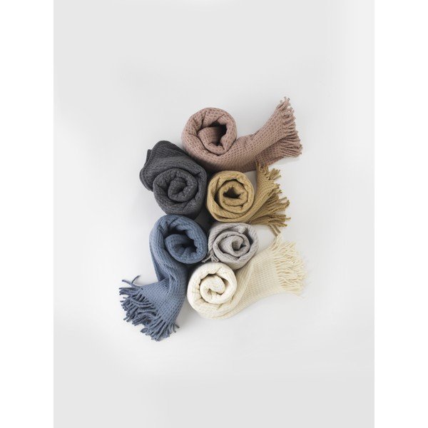 Pătură roz din amestec de bumbac 140x180 cm Basics Waffle – Euromant-image-4