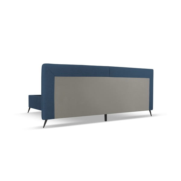 Pat matrimonial albastru închis tapițat cu spațiu de depozitare și somieră  160x200 cm Walter – Milo Casa-image-3