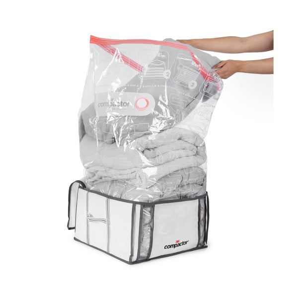 Cutie de depozitare pentru haine din material textil cu vacuum/cu pereți întăriți 42x25x25 cm Life – Compactor-image-3