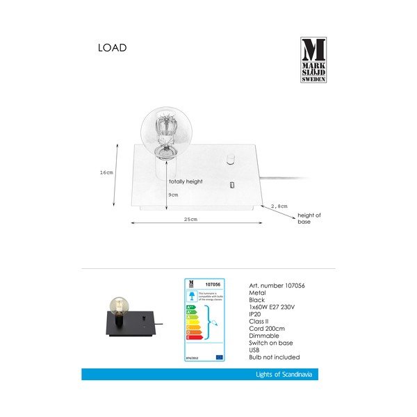 Veioză Markslöjd Load, negru-image-1