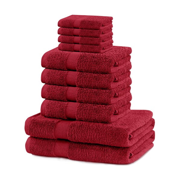 Prosoape de baie roșii 10 buc. din bumbac din frotir Marina – Restilo