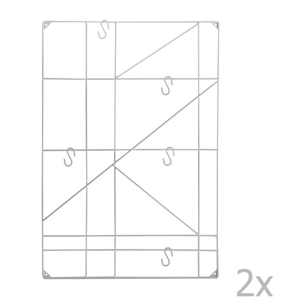Set 2 suporturi de perete cu 5 cârlige Versa Geometric, alb