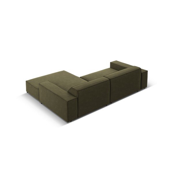 Colțar modular kaki cu tapițerie din catifea (cu colț pe partea dreaptă/cu șezlong) Jodie – Micadoni -image-1