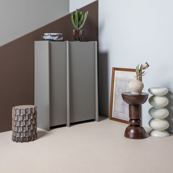 Dulap gri cu aspect de lemn de frasin 102x140x44 cm Brock – WOOOD-image-1