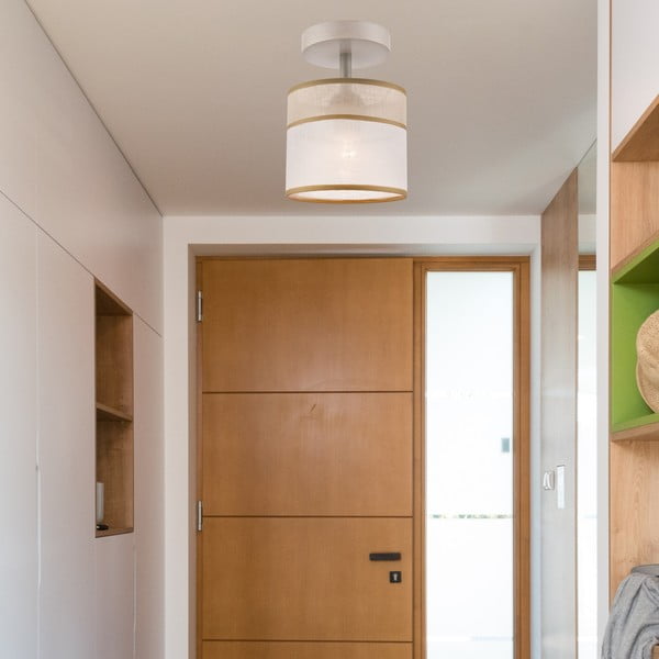 Plafonieră maro deschis cu abajur textil ø 16 cm Andrea – LAMKUR-image-2