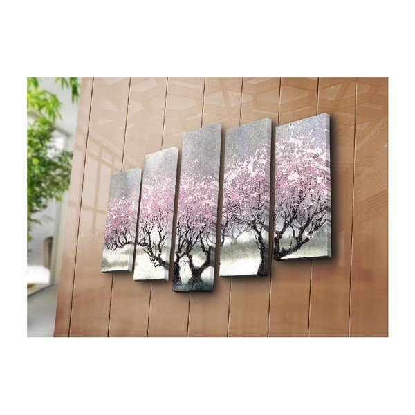 Tablou din 5 piese pe pânză Cherry Blossom-image-2