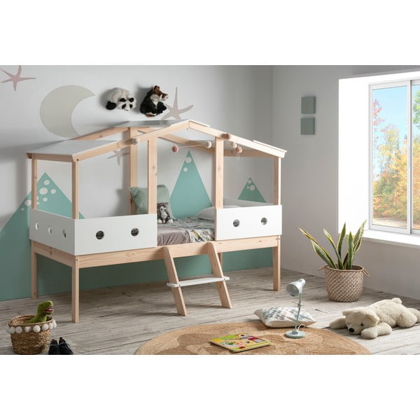 Pat înalt pentru copii Marckeric Compte, 90 x 190 cm, alb-image-1