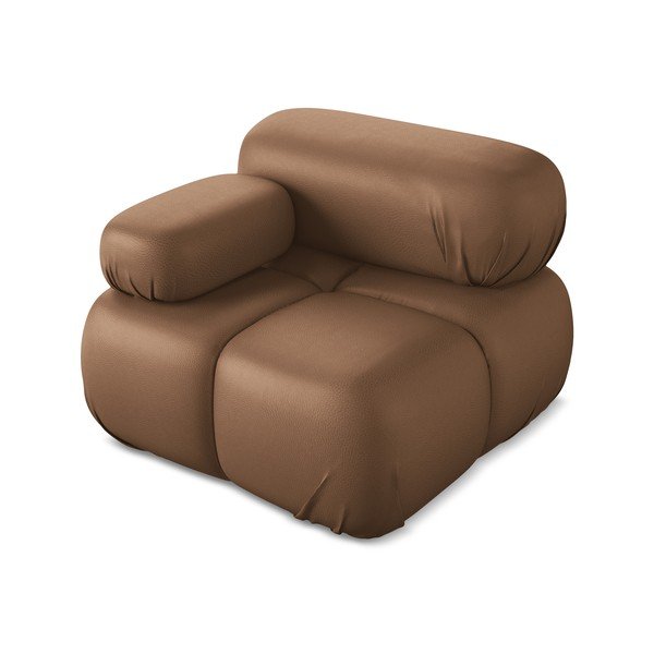 Modul pentru canapea modulară maro cu tapițerie din imitație de piele (cu colț pe partea stângă) Lokua – Makamii-image-1