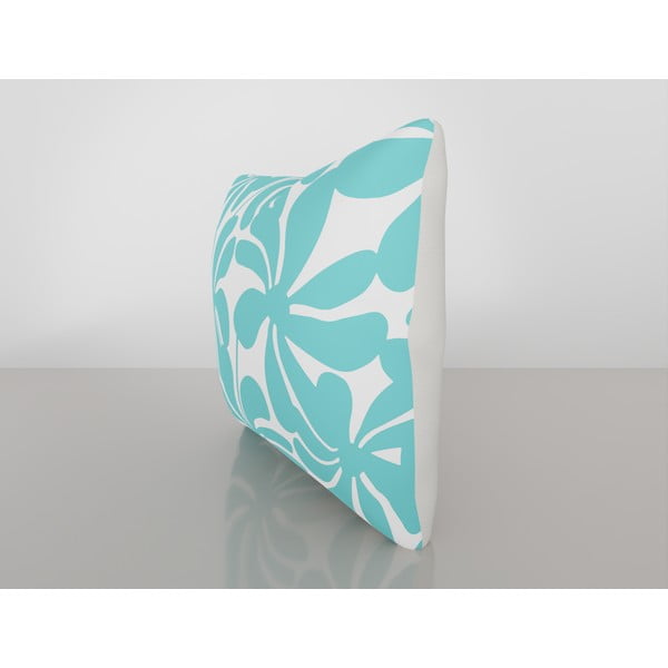 Față de pernă cu amestec din bumbac Vitaus Jungle Paradiso, 43 x 43 cm, alb - turcoaz-image-2