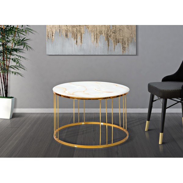 Măsuță de cafea Mauro Ferretti Simple Paris, ⌀ 70 cm, auriu-image-1
