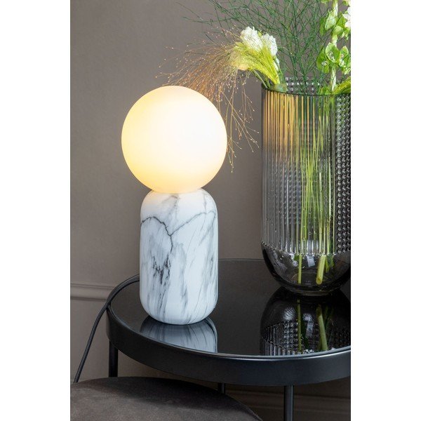 Veioză cu decor de marmură Leitmotiv Gala, înălțime 32 cm, alb-image-1