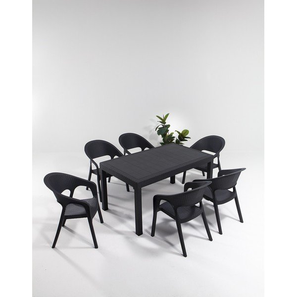 Set de dining pentru grădină gri antracit pentru 6 persoane Garden – Floriane Garden-image-1