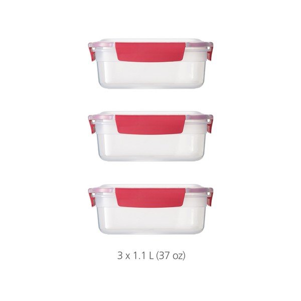 Set 3 recipiente pentru alimente Joseph Joseph Nest Lock, roșu-image-2