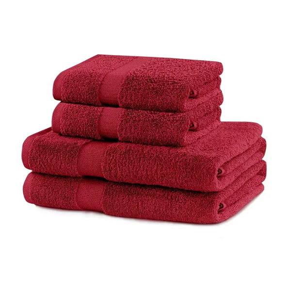 Prosoape de baie roșii 4 buc. din bumbac frotir Marina – DecoKing