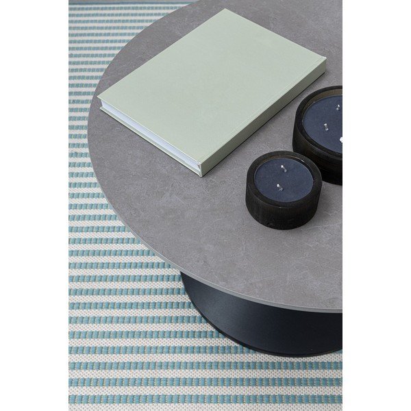 Măsuță de cafea neagră rotundă cu blat cu aspect de marmură ø 70 cm Joona – Bizzotto-image-3