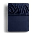 Cearceaf albastru închis din jerseu cu elastic 160x200 cm Amber – Restilo