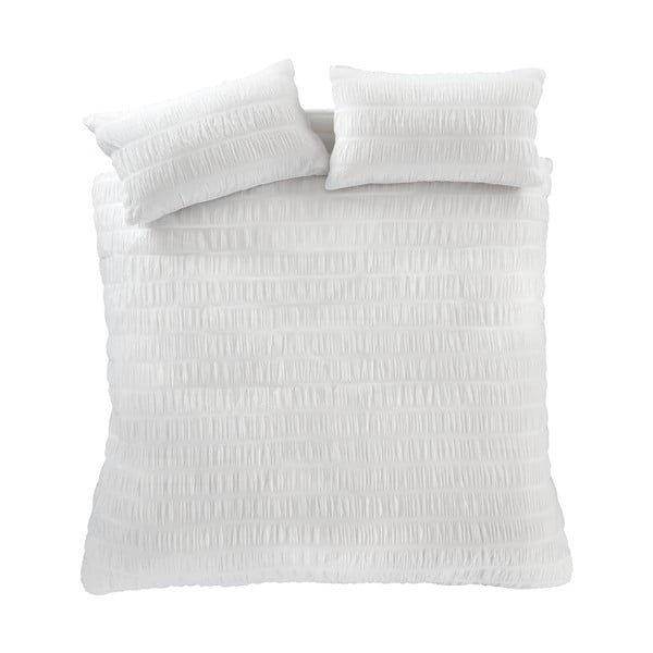 Lenjerie de pat albă din țesătură crep pentru pat dublu, extinsă 230x220 cm Seersucker – Catherine Lansfield