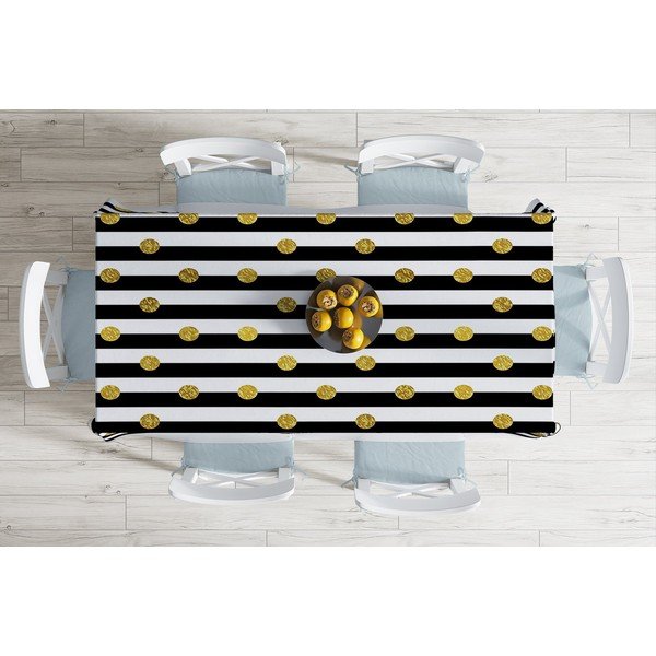 Față de masă din amestec de bumbac Minimalist Cushion Covers Gold Dots, 140 x 180 cm-image-1