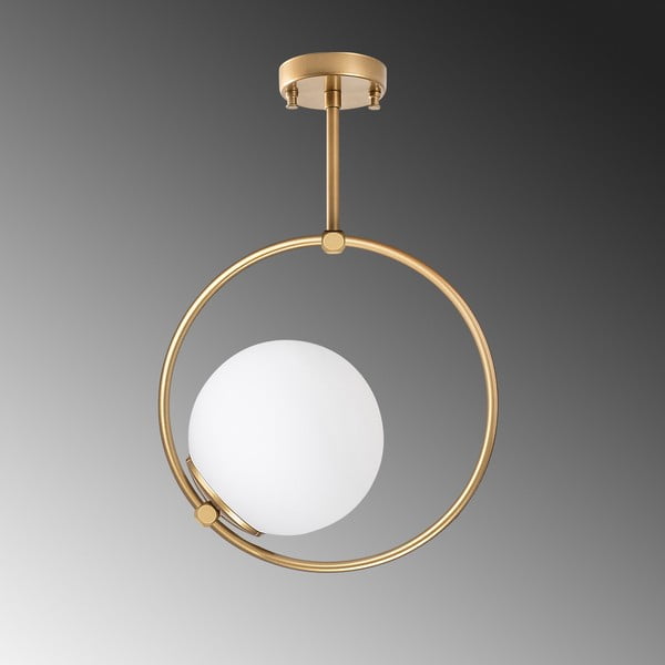 Plafonieră albă/alămie cu abajur din sticlă 39x26 cm Dolunay – Opviq lights-image-4